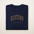 Bucktown Chicago embroidered crewneck sweatshirt, Navy, gold embroidery