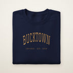 Bucktown Chicago embroidered crewneck sweatshirt, Navy, gold embroidery