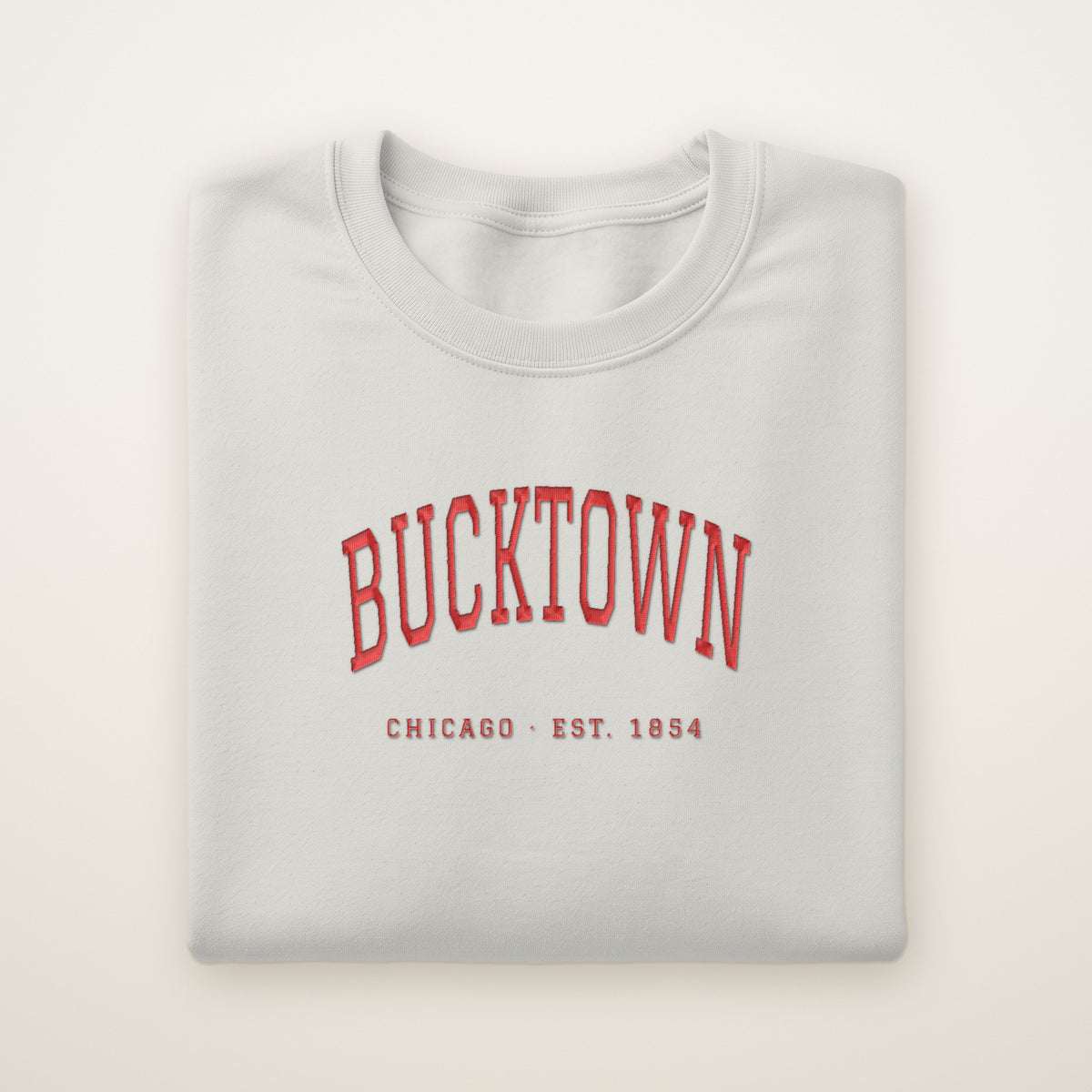 Bucktown Chicago embroidered crewneck sweatshirt, Ash, red embroidery