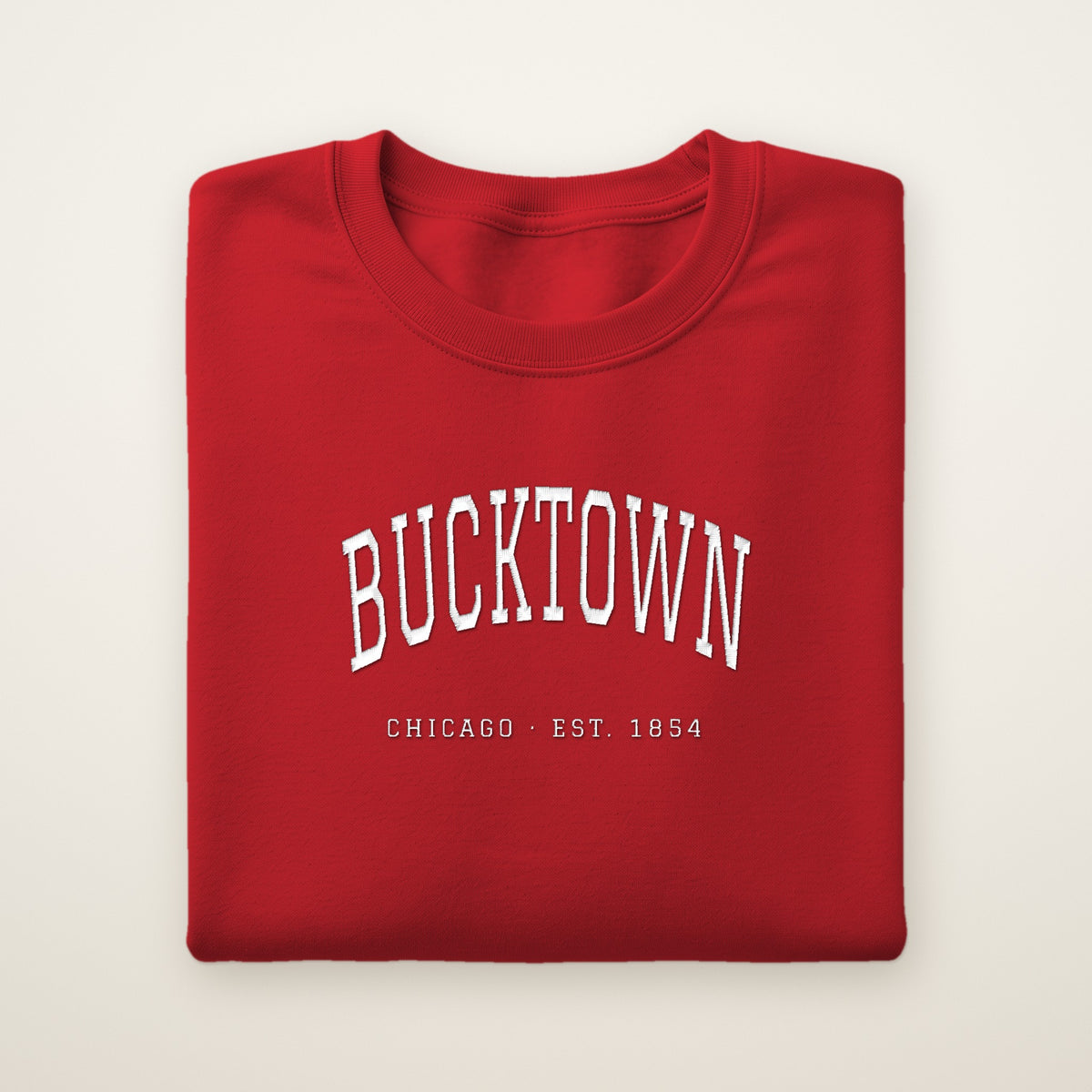 Bucktown Chicago embroidered crewneck sweatshirt, Red, white embroidery