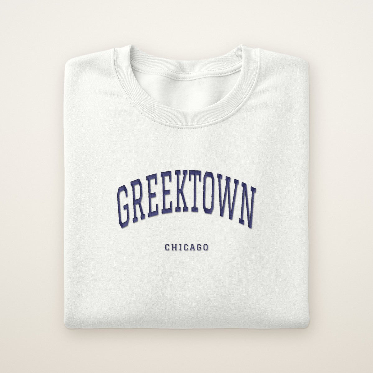 Greektown Chicago Embroidered Crewneck — Navy Thread