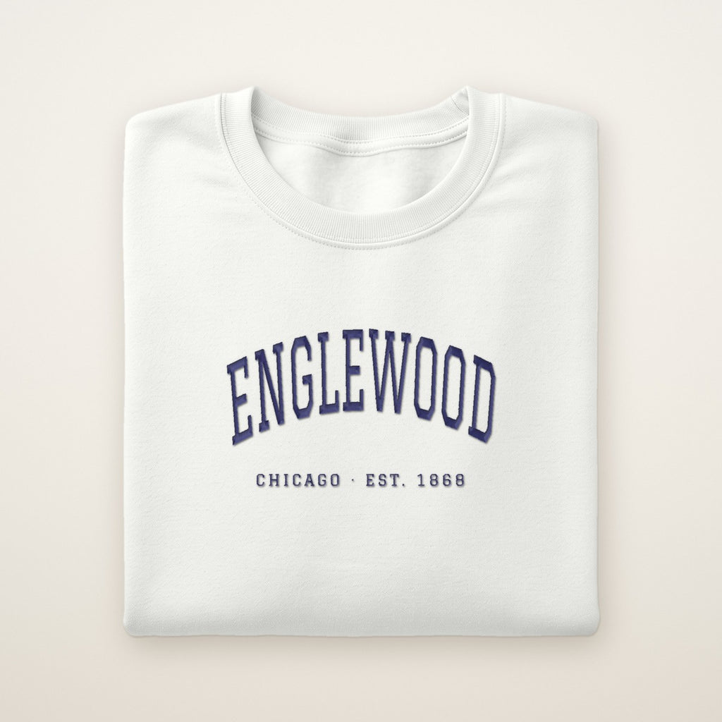 Englewood Chicago Embroidered Crewneck — Navy Thread