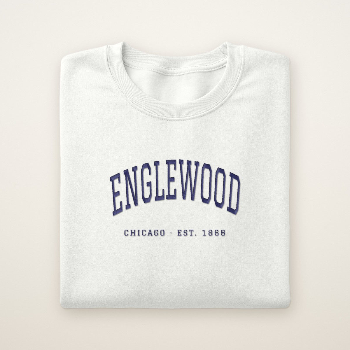 Englewood Chicago Embroidered Crewneck — Navy Thread