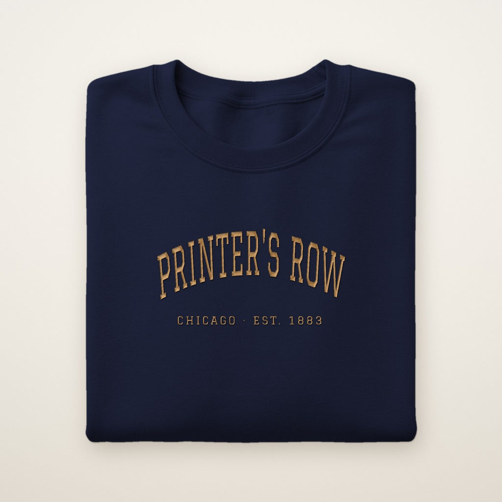 Printer's Row Chicago Embroidered Crewneck — Gold Thread