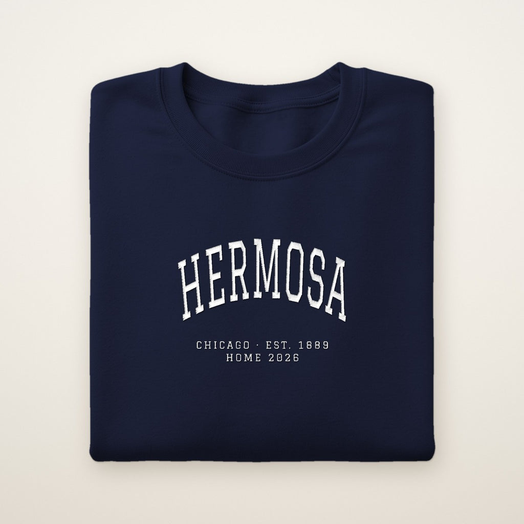 Hermosa Chicago Home 2026 Embroidered Crewneck — White Thread