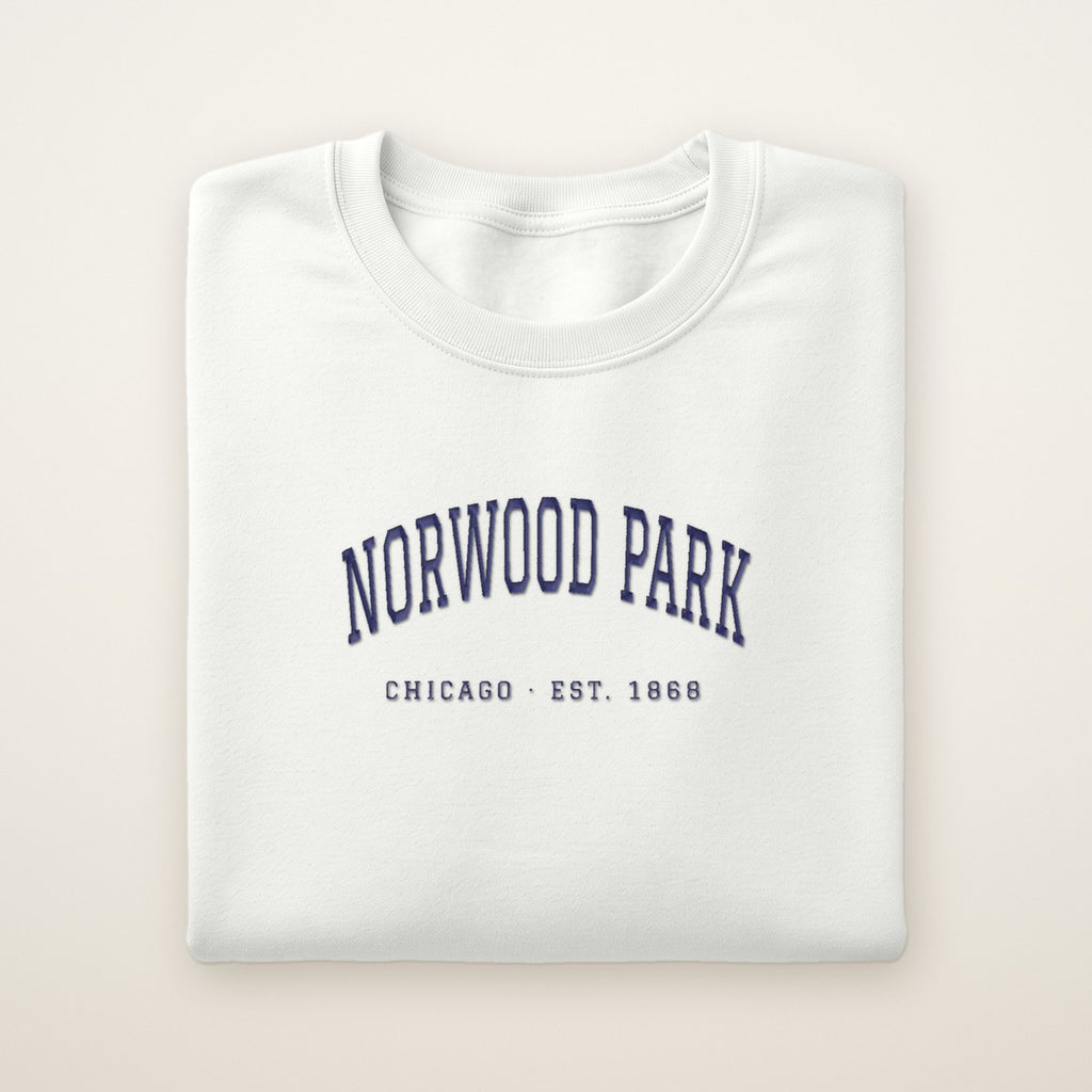 Norwood Park Chicago Embroidered Crewneck — Navy Thread