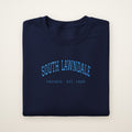 South Lawndale Chicago Embroidered Crewneck — Sky Blue Thread