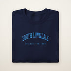 South Lawndale Chicago Embroidered Crewneck — Sky Blue Thread