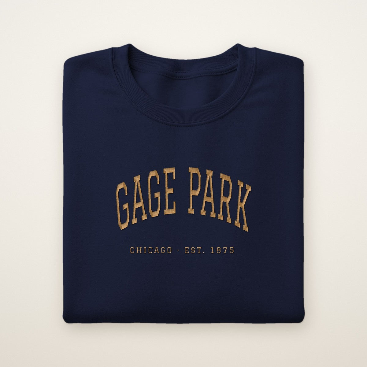 Gage Park Chicago Embroidered Crewneck — Gold Thread