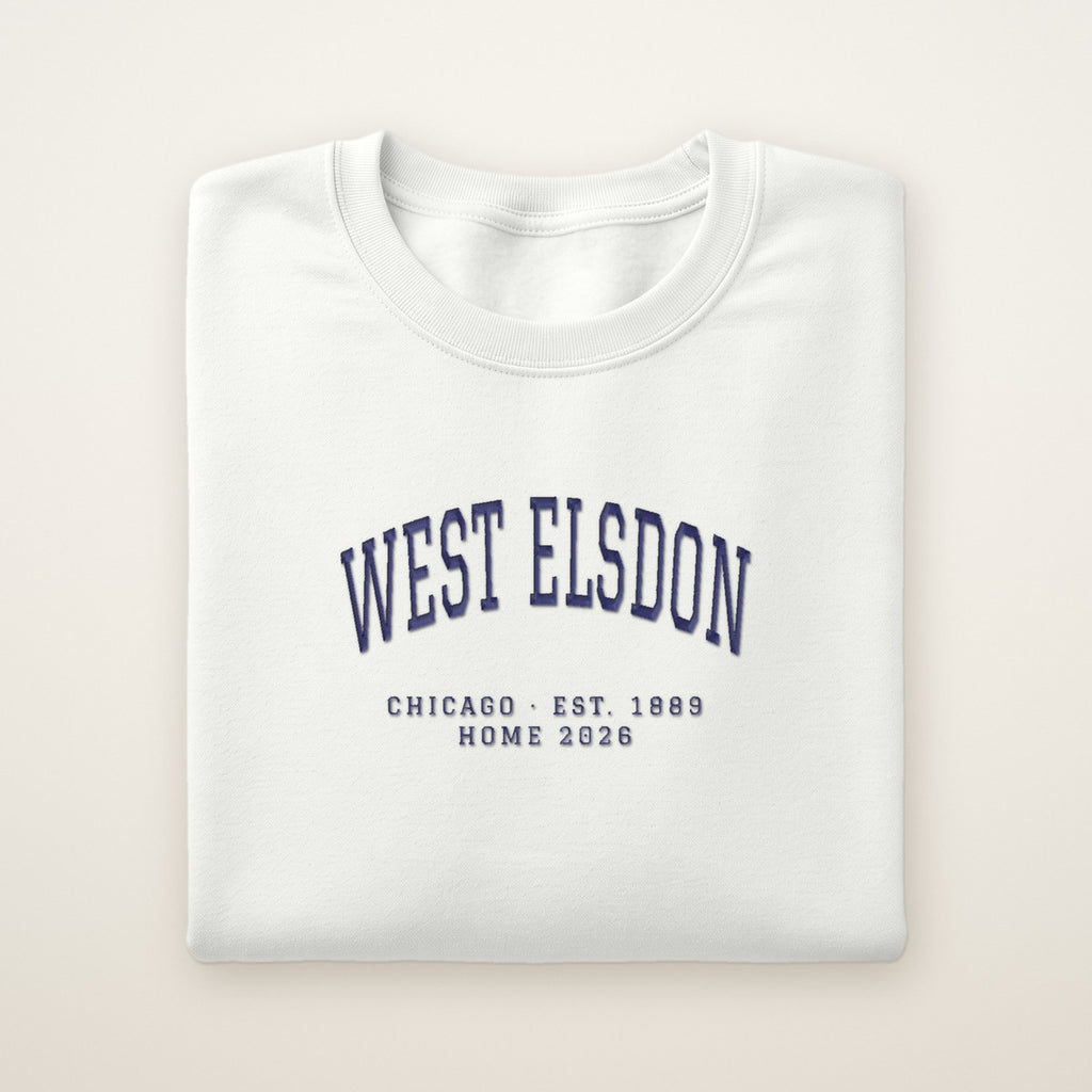 West Elsdon Chicago Home 2026 Embroidered Crewneck — Navy Thread