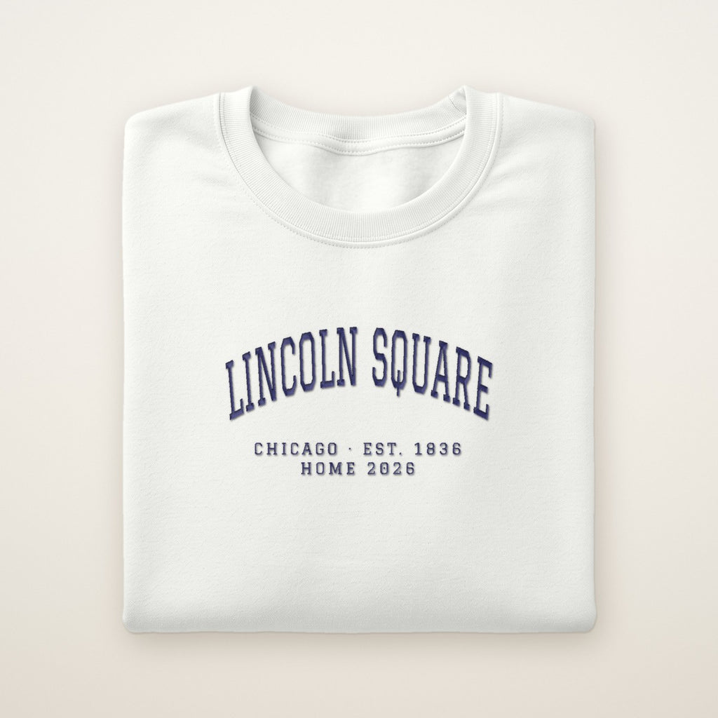 Lincoln Square Chicago Home 2026 Embroidered Crewneck — Navy Thread