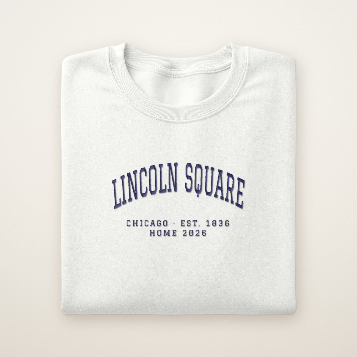 Lincoln Square Chicago Home 2026 Embroidered Crewneck — Navy Thread