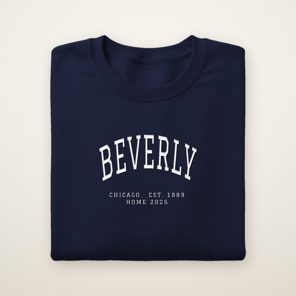 Beverly Chicago Home 2026 Embroidered Crewneck — White Thread