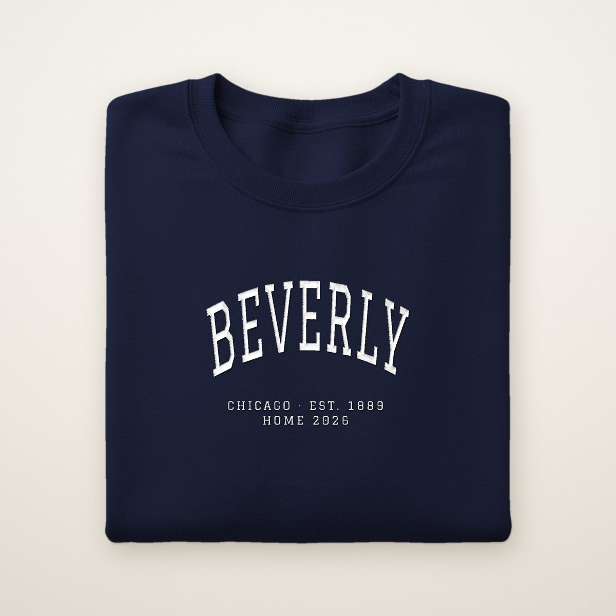 Beverly Chicago Home 2026 Embroidered Crewneck — White Thread