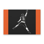 Caleb Williams Canvas Wall Art | Navy & Orange Silhouette straight-on view