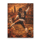 Caleb Williams Canvas Wall Art | Painted Chicago Skyline straight-on view