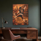 Caleb Williams Canvas Wall Art | Painted Chicago Skyline in a home office
