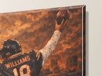 Caleb Williams Canvas Wall Art | Painted Chicago Skyline — close-up of the gallery-wrapped corner and 1.25-inch edge
