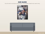 Chicago Bears Caleb Williams Canvas Wall Art | Vertical — size guide: 18 x 24, 24 x 30, 24 x 36, 36 x 48 in to scale above a sofa