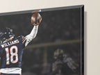 Caleb Williams "Jump Man" Canvas Wall Art — close-up of the gallery-wrapped corner and 1.25-inch edge