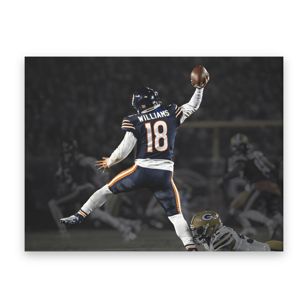 Caleb Williams "Jump Man" Canvas | Night Game Edition straight-on view