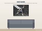 Caleb Williams "Jump Man" Canvas | Night Game Edition — size guide: 24 x 18, 32 x 24, 40 x 30, 48 x 36 in to scale above a sofa