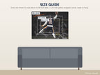 Caleb Williams "Jump Man" Canvas Wall Art — size guide: 24 x 18, 32 x 24 and 48 x 36 inches to scale above a sofa