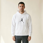 Model wearing the Caleb Williams Jump Man Hoodie in White