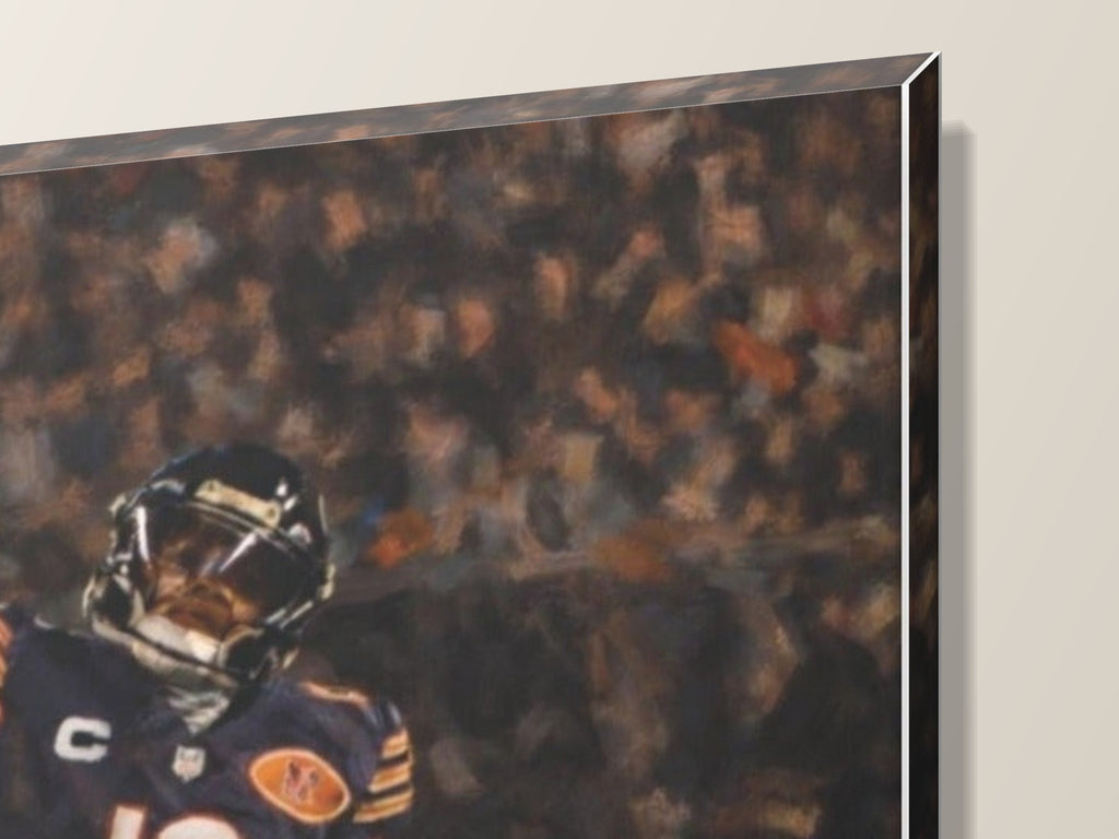 Caleb Williams "The Throw" Canvas Wall Art — close-up of the gallery-wrapped corner and 1.25-inch edge