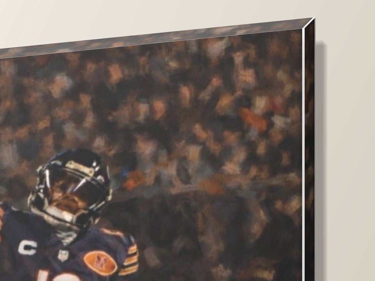 Caleb Williams "The Throw" Canvas Wall Art — close-up of the gallery-wrapped corner and 1.25-inch edge