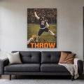 Caleb Williams "The Throw" Canvas Wall Art in a living room