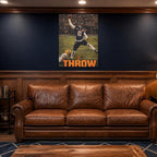 Caleb Williams "The Throw" Canvas Wall Art in a man cave