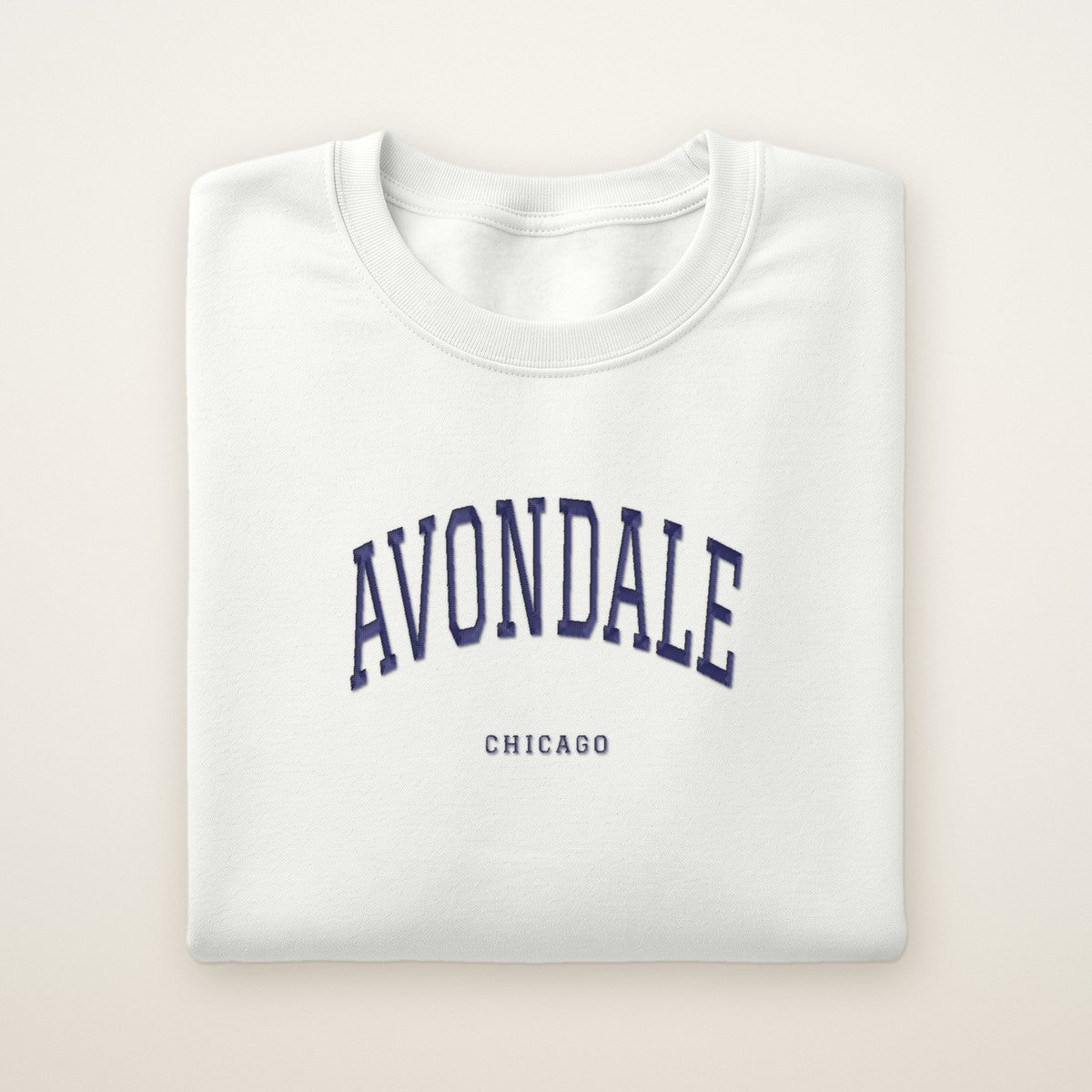 Avondale Chicago Embroidered Crewneck — Navy Thread