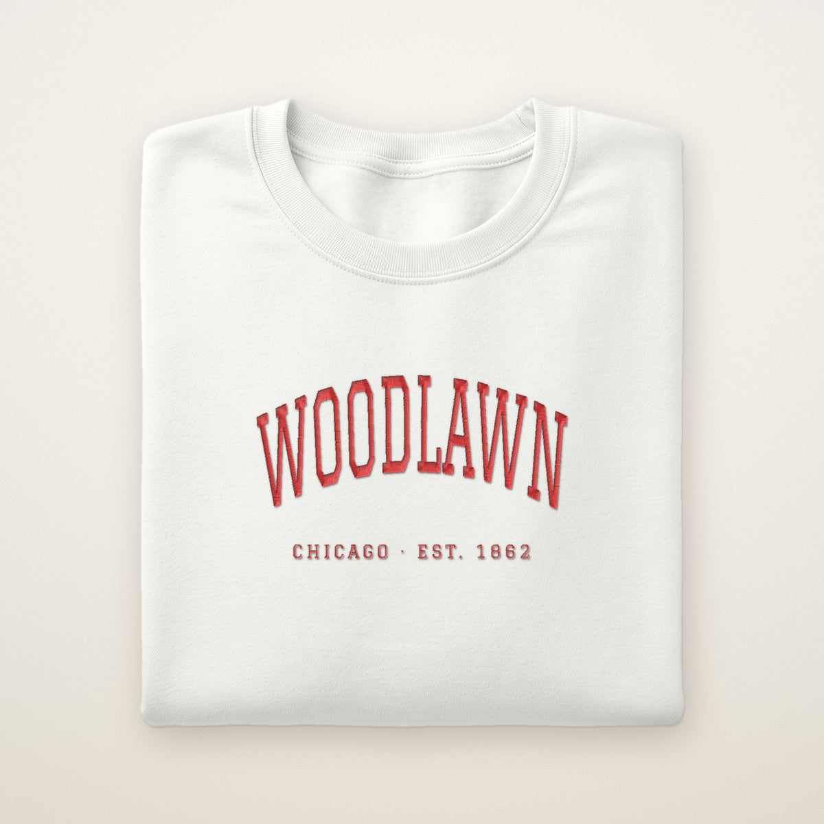 Woodlawn Chicago Embroidered Crewneck — Red Thread
