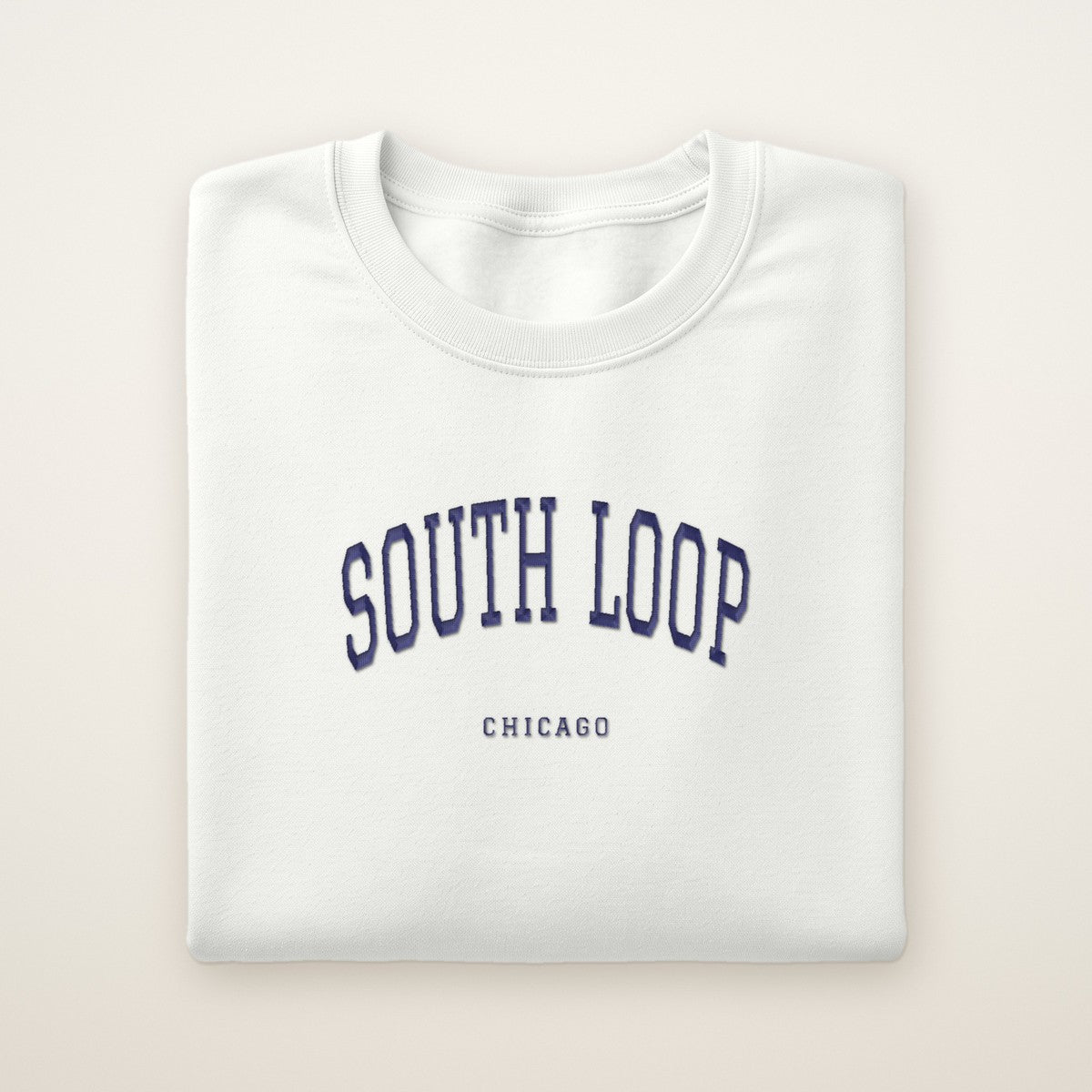 South Loop Chicago Embroidered Crewneck — Navy Thread