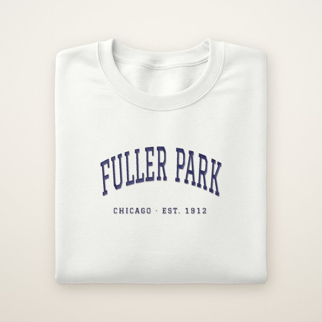 Fuller Park Chicago Embroidered Crewneck — Navy Thread