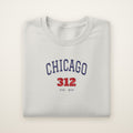 Chicago 312 embroidered crewneck sweatshirt, Ash, navy and red embroidery