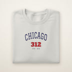 Chicago 312 embroidered crewneck sweatshirt, Ash, navy and red embroidery