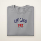 Chicago 312 embroidered crewneck sweatshirt, Sport Grey, navy and red embroidery