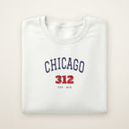 Chicago 312 embroidered crewneck sweatshirt, White, navy and red embroidery
