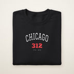 Chicago 312 embroidered crewneck sweatshirt, Black, white and red embroidery