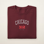 Chicago 312 embroidered crewneck sweatshirt, Maroon, white and red embroidery