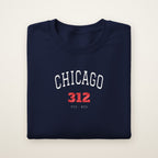 Chicago 312 embroidered crewneck sweatshirt, Navy, white and red embroidery