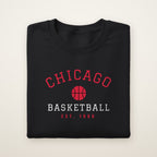 Chicago Basketball crewneck, Est. 1966, Black, folded on ivory