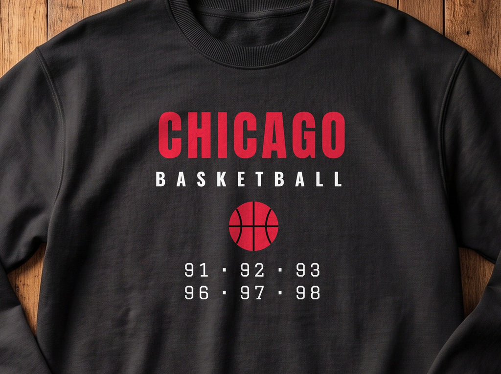 Chicago basketball 91-98 crewneck print close-up