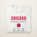 Chicago Basketball 91-98 crewneck, White, folded on ivory