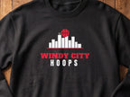 Windy City Hoops crewneck print close-up