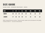 Crewneck sweatshirt size chart