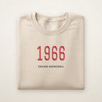 Chicago Basketball Embroidered Crewneck — 1966 in Sand, flat lay