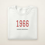 Chicago Basketball Embroidered Crewneck — 1966 in White, flat lay